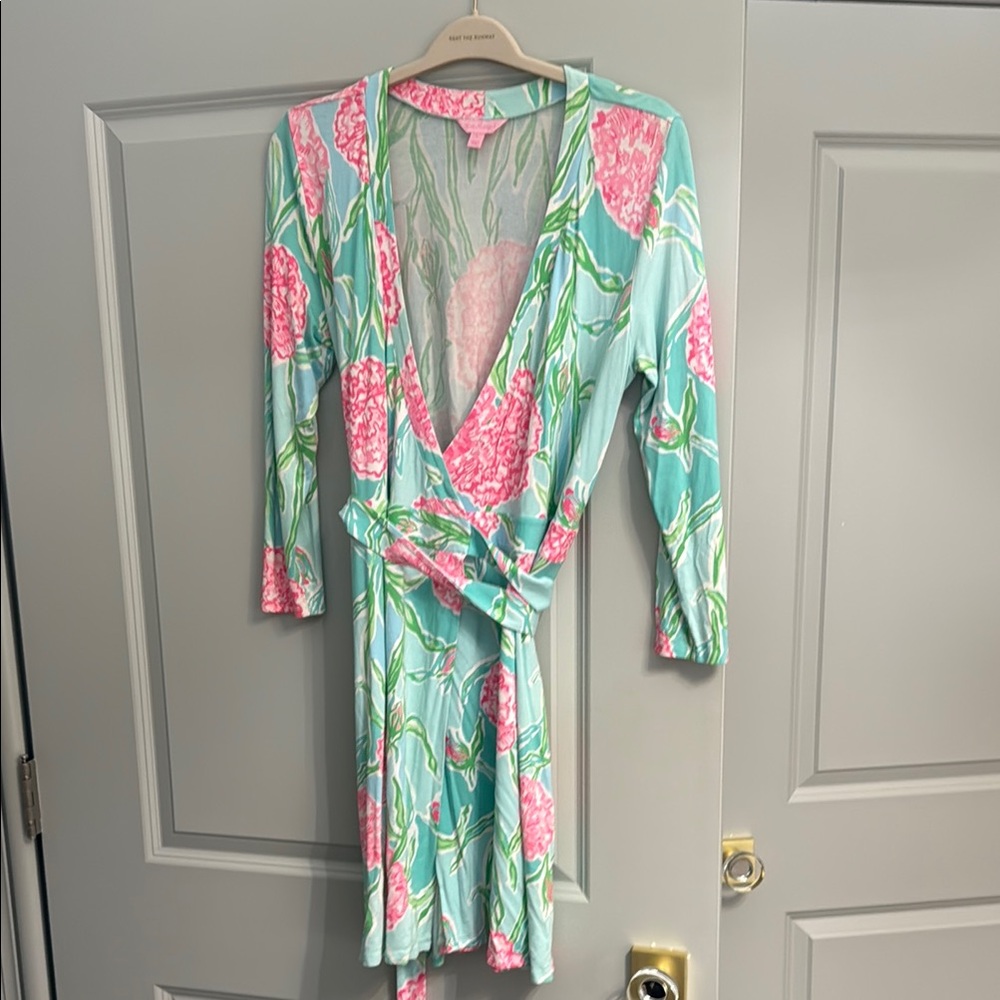 Lilly Pulitzer Pink and Green Floral Midi Dress